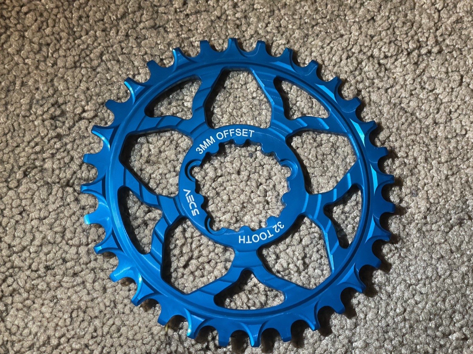 5Dev 7075 Chainring, 32t, 3mm Boost, 3-Bolt SRAM, Teal, narrow wide