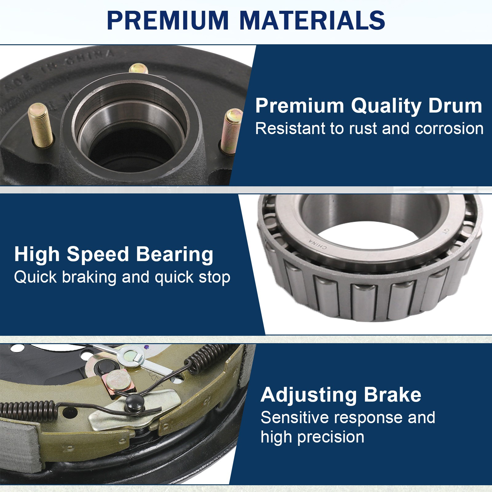 New Self-Adjusting Electric Brake 6 on 5.5″ Bolt Circle Drum Kits with 12″ X 2″