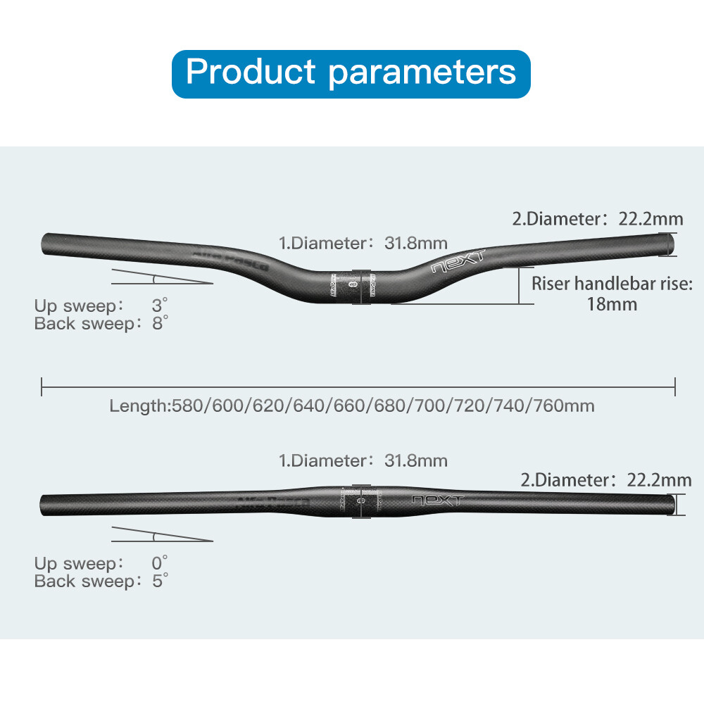 MTB Handlebar 31.8 Carbon Fiber Mountain Bike Handlebars Flat Riser for Cycling