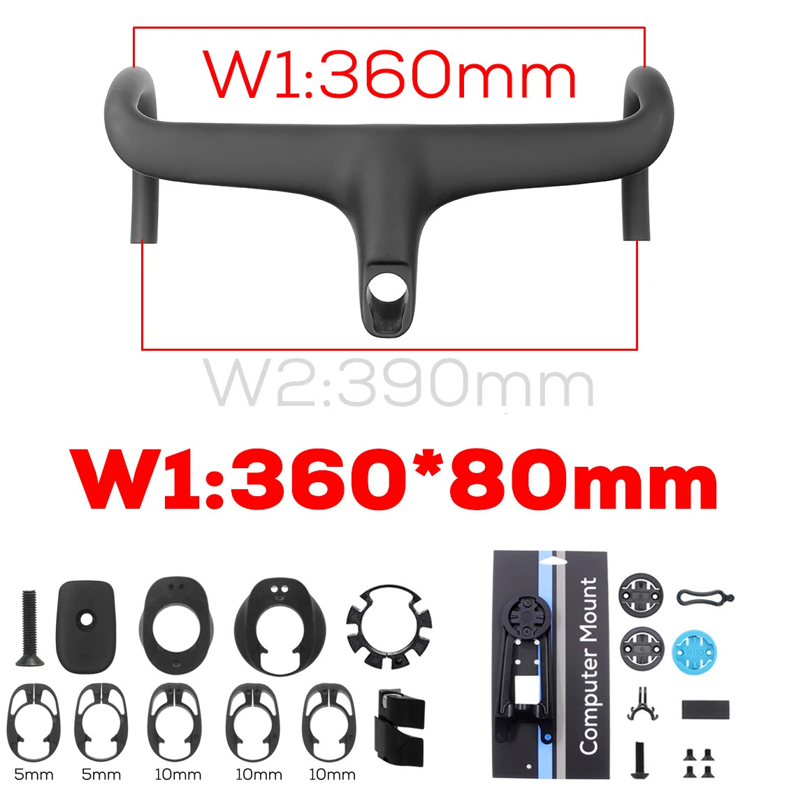 Carbon Internal Cable Integrated Road Bicycle Drop Bar 360-380mm with Spacers
