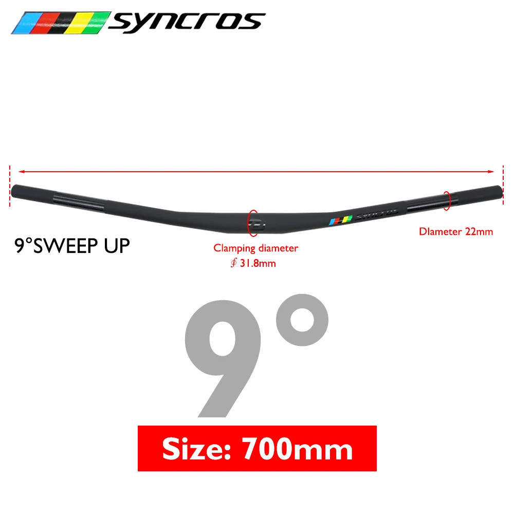 Matte Black Carbon Fiber MTB Bicycle Handlebars 28.6mm 3°/9°/Rise 700-740mm