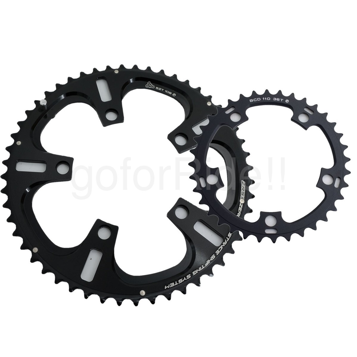 New Driveline 52-36T Bike Chainring Set 10-Speed BCD 1100mm 7075/T6 Black