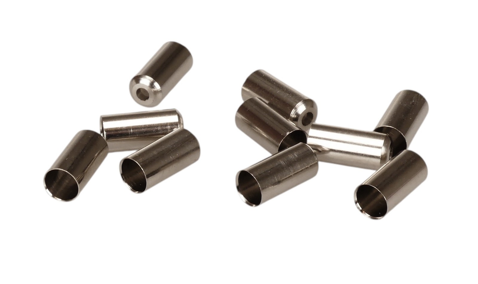 Nickel plated brass bicycle 5mm brake cable ferrules (PACK OF 10) SILVER