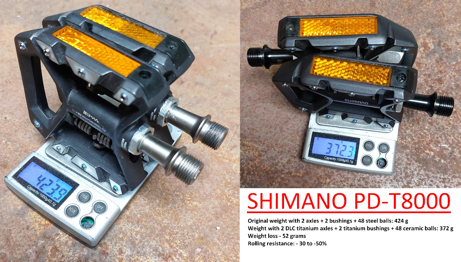 SHIMANO A600 and ES600: 2 Titanium pedal axles with DLC coating! 2 lengths