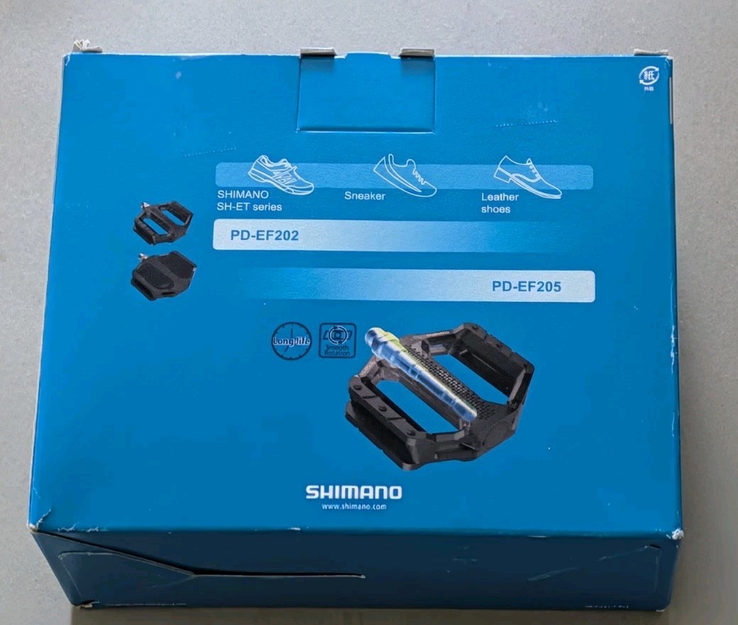New Boxed Shimano PD-EF205 Flat Platform Pedals Blue Urban Commuter 9/16″ Alloy