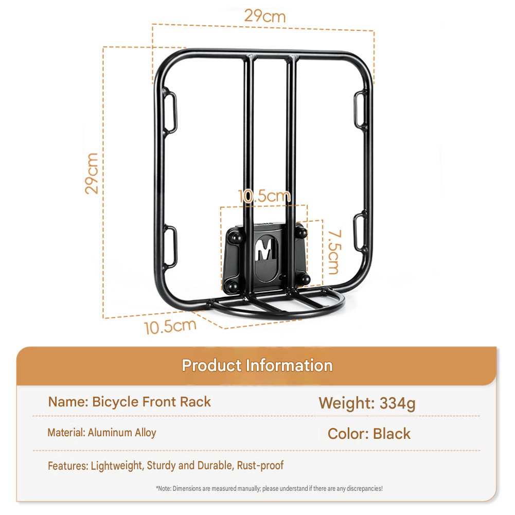 Front Mount Aluminum Rack for Folding Bikes Quick Release No Tools Needed