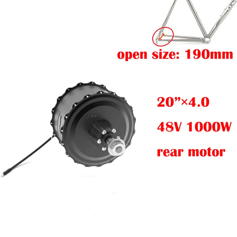 1000W 48V 20 24 26er Snow Ebike Fat Tire Brushless Rear Hub Motor Conversion Kit
