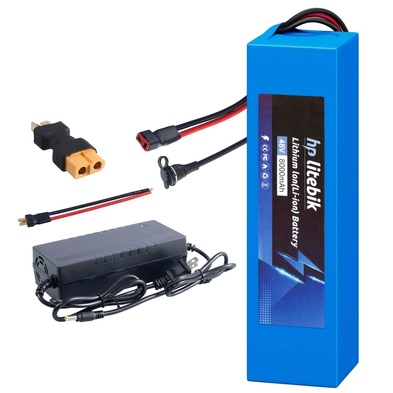48V Li-ion ebike Battery for 200W-1000W Electric Bike Bicycle Motor & 30A BMS