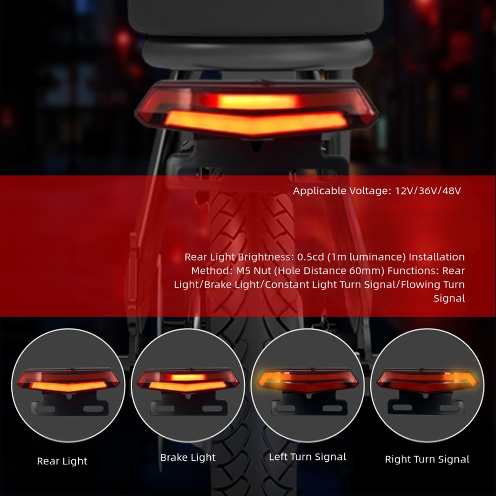 Electric Bike Tail Light 6 Pin with Brake Light and Turn Signal Waterproof