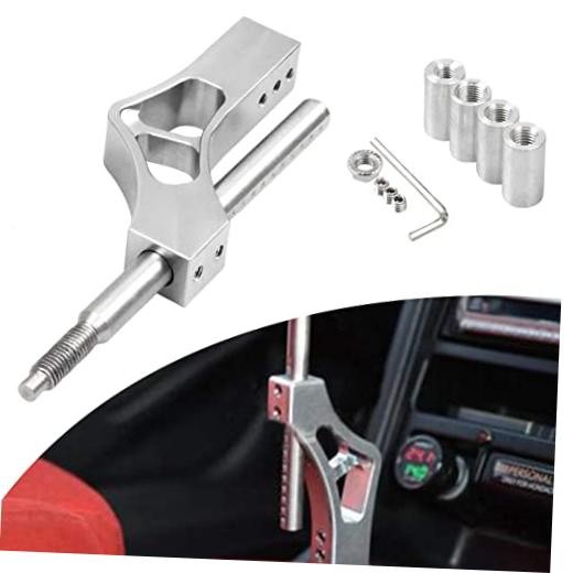 Adjustable Short Shift Extension Shifter Knob with Adapters Compatible Silver