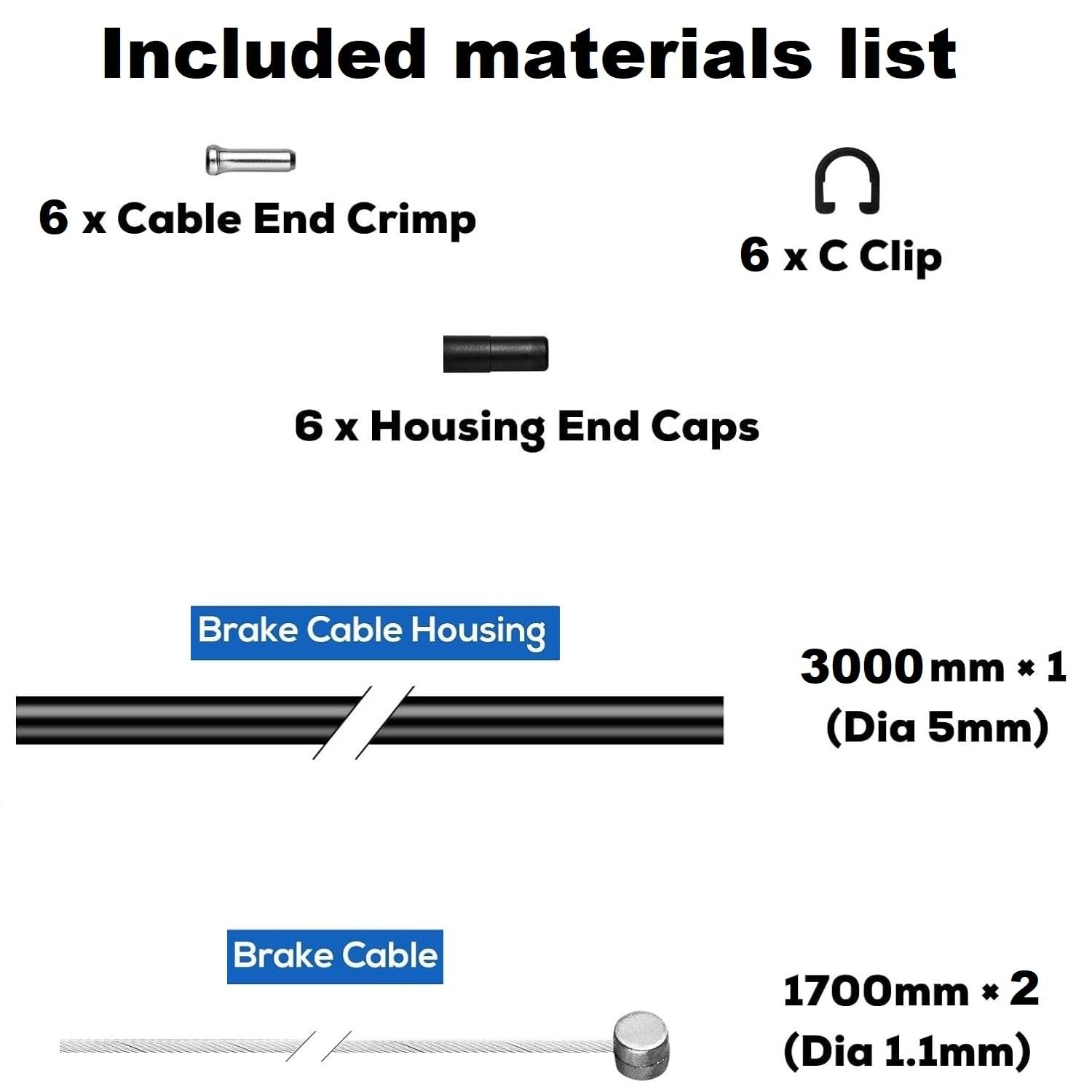 Universal Brake Cable & Housing Set 9.8ft Black