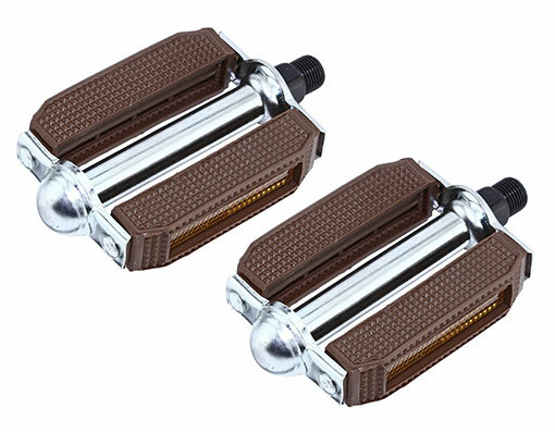 Bike 507 Block Pvc Pedals 9/16 Brown/Chrome. bike parts.