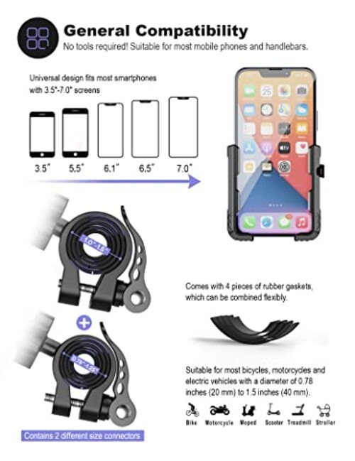 Bike Phone Mount【1S Quick Release】 Motorcycle Phone Mount Two Purple