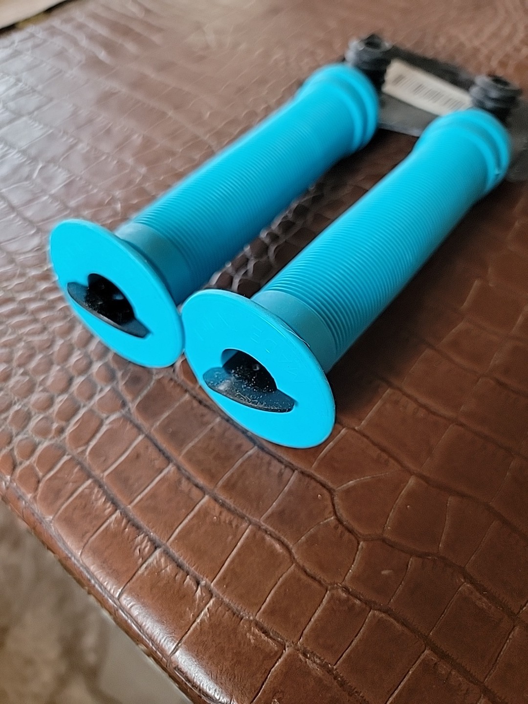 ODI Soft Flanged TEAL Blue Longneck Grips Softies BMX Bikes / Scooters 143mm