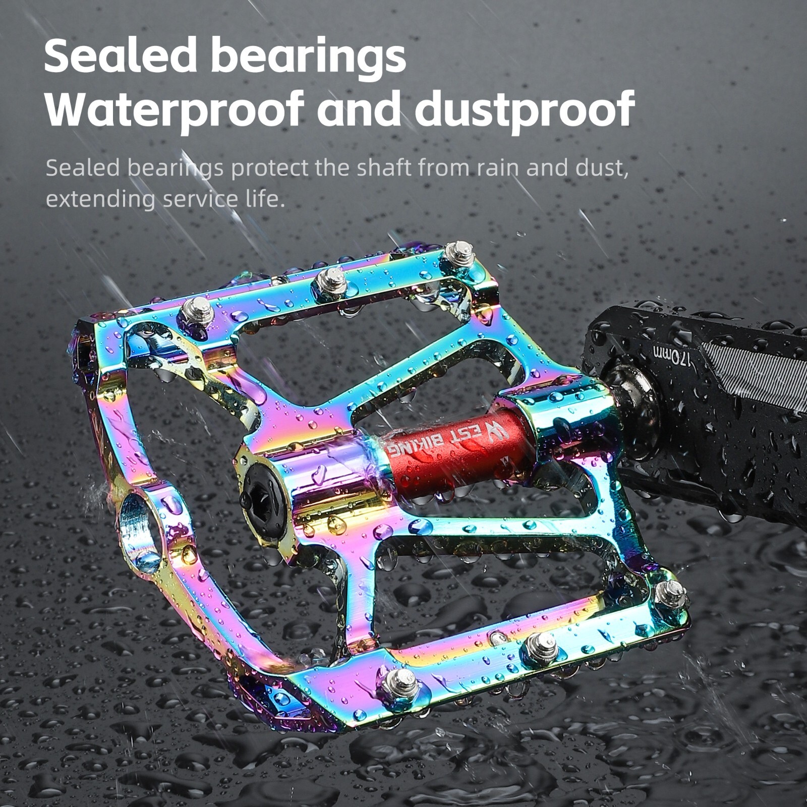 WEST BIKING Colorful 3 Sealed Bearings 9/16″ Road MTB Bike Flat Platform Pedals