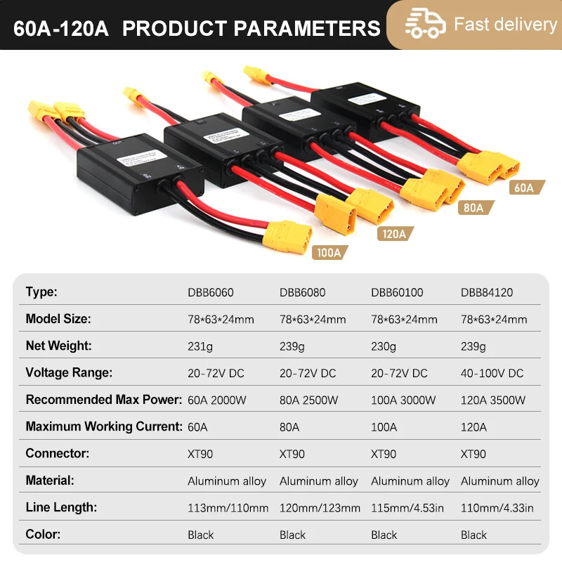 E-bike Battery Module 20A-100A 20V-70V E-bike Dual Battery Connect 40-100V 120A