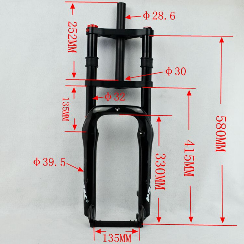 20er Double Shoulder E-bike Fat Fork Snow Mountain Bike Front Suspension Fork