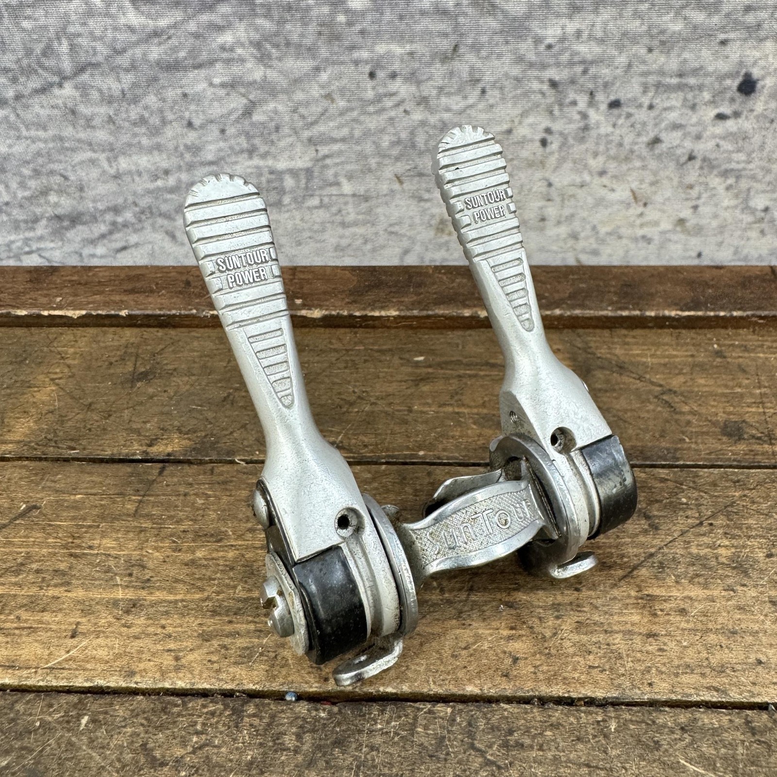 Vintage Suntour Power Shifter Set Down Tube Clamp Ratchet Road FRiction Bike