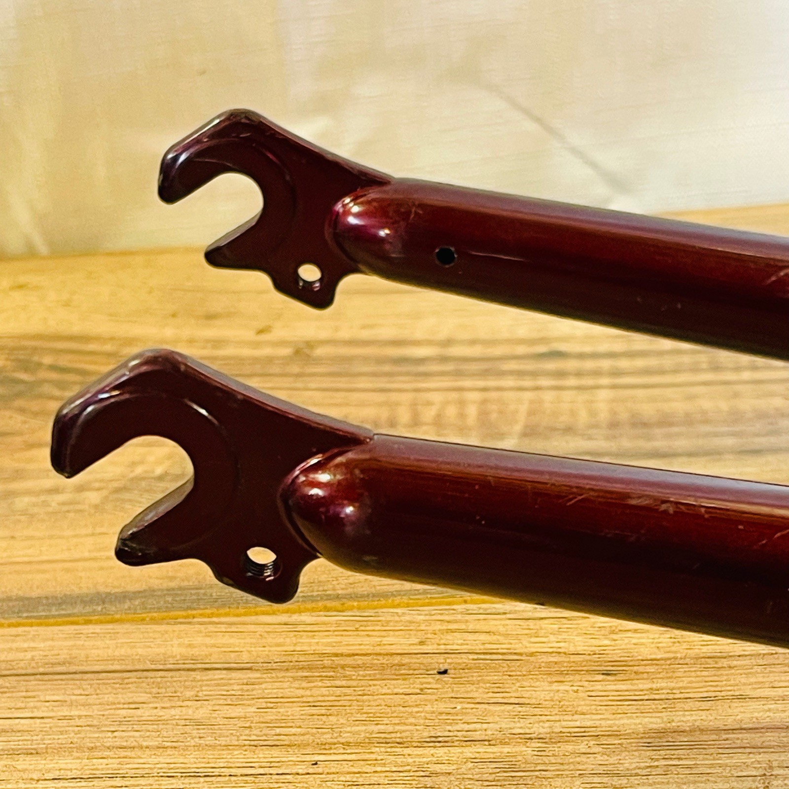 1-inch Threadless MTB Rigid Fork 175mm Steerer Burgundy All CRMO Steel