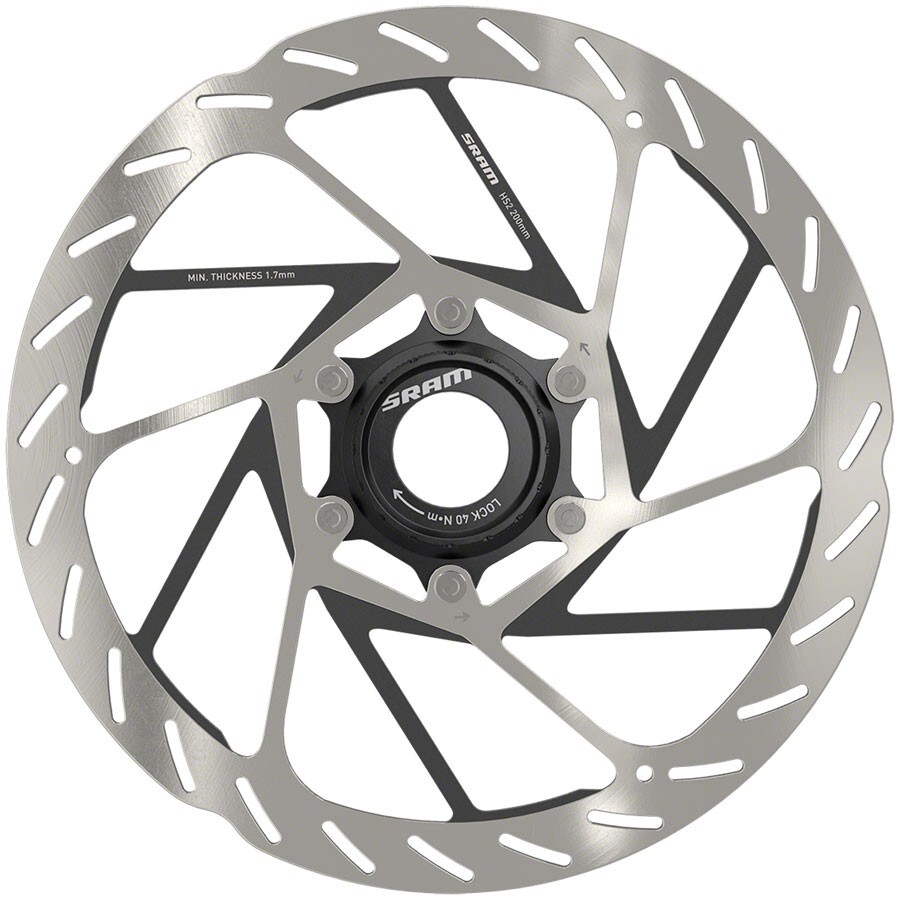 SRAM HS2 Disc Brake Rotor – 200mm, Center Lock, Rounded, Silver/Black
