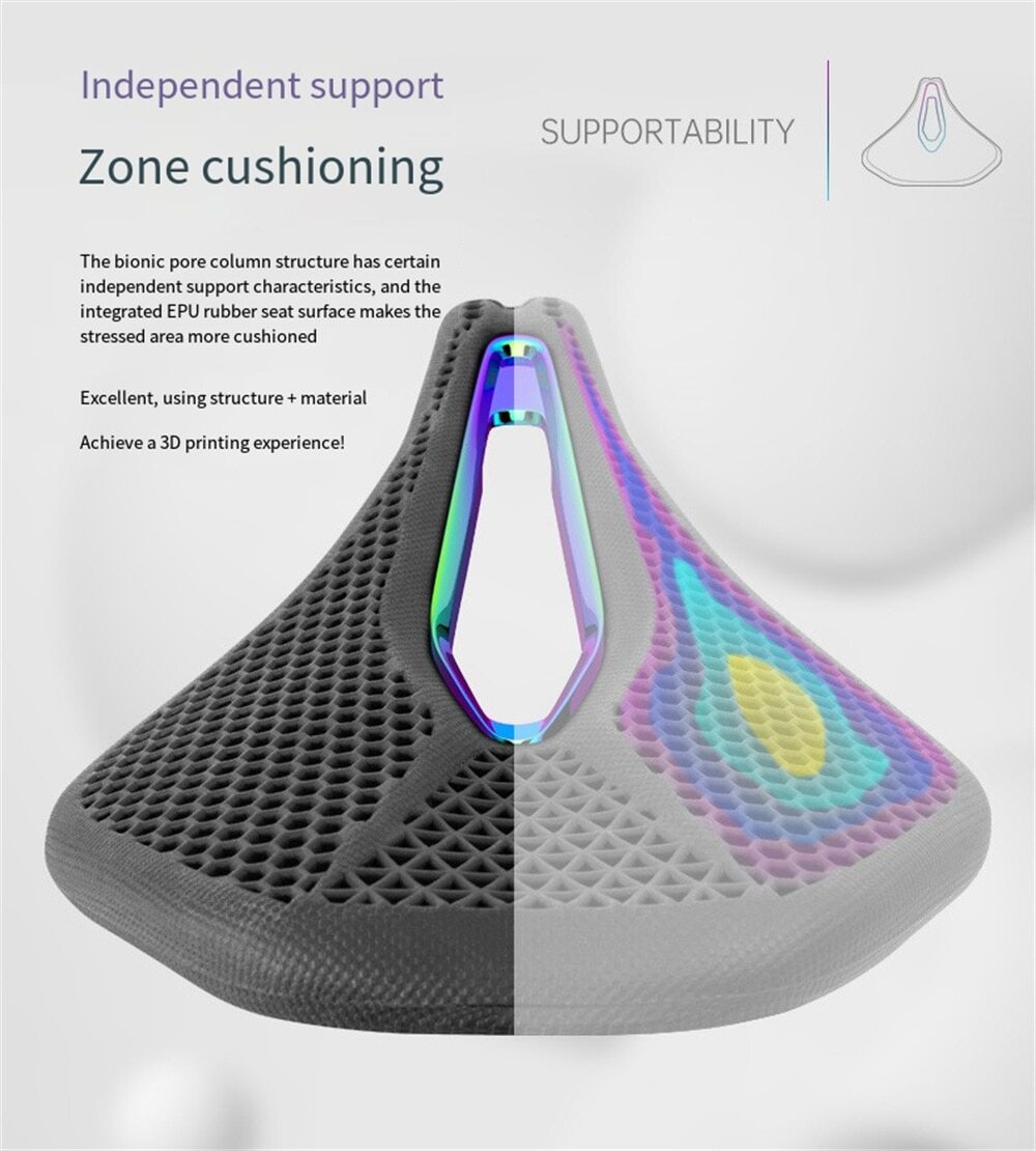 Promend 3D Printed Bicycle Saddle Hollow Honeycomb MTB Road Bike Seat Cushion