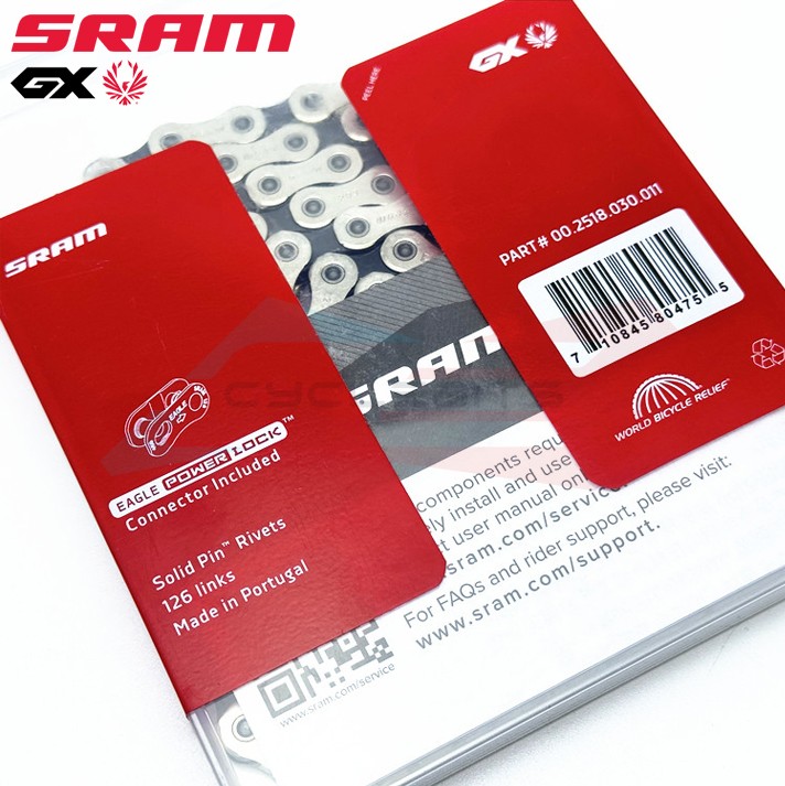 SRAM GX Eagle 12s Chain 126 Links PowerLock Silver Black MTB Bike CN-EAGL-GX-A1
