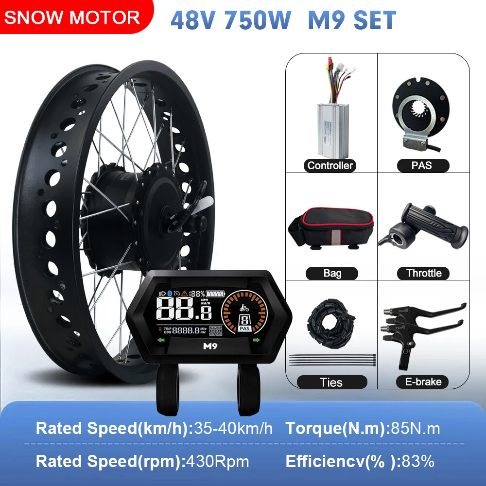 E-bike Conversion Kit 48V 750W 20/24/26inch Front Hub Motor Wheel Dropout 135mm