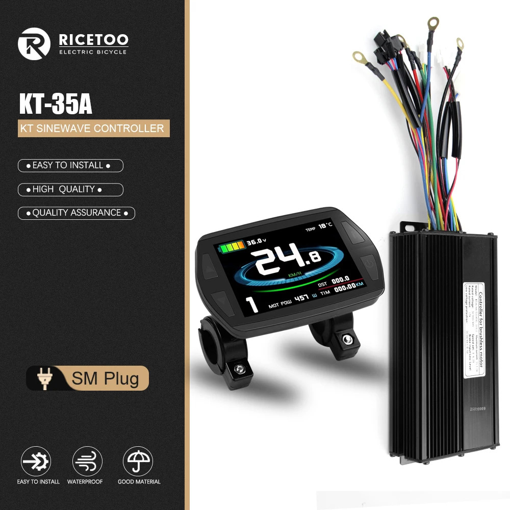 KUNTENG 35A 36-52V Sine Wave Controller 1000-1500W Brushless Motor KT Display