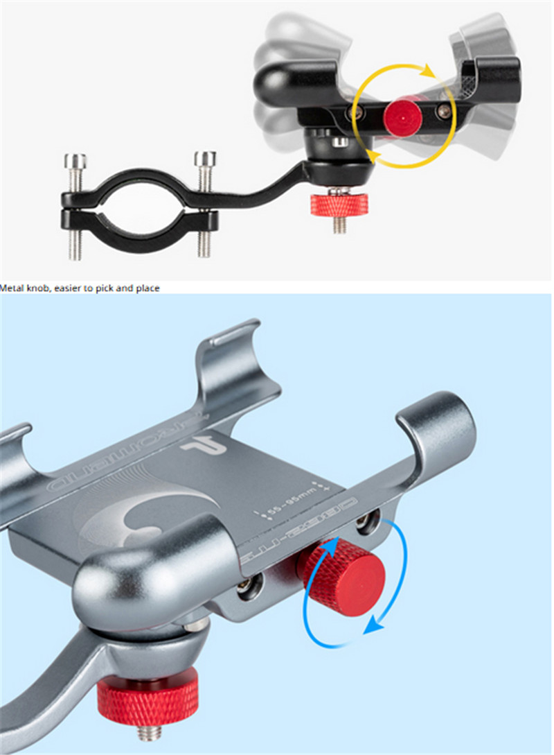 PROMEND 360 Degree Adjustable Bicycle Aluminum Alloy Bike Phone Holder Bracket