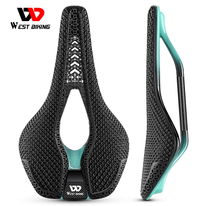 WEST BIKING 3D Printed Short Nose Bicycle Saddle Carbon Fiber Bike Saddle White