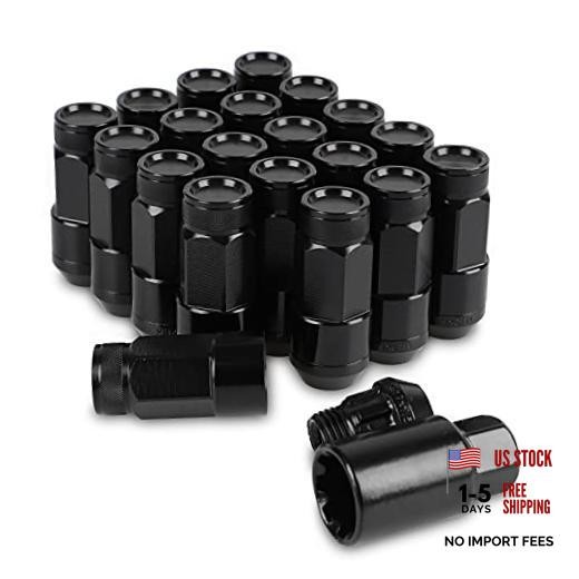 20PCS Closed End Lug Nuts M12X1.5 Wheel Rims Lug Nuts +Socket () Black