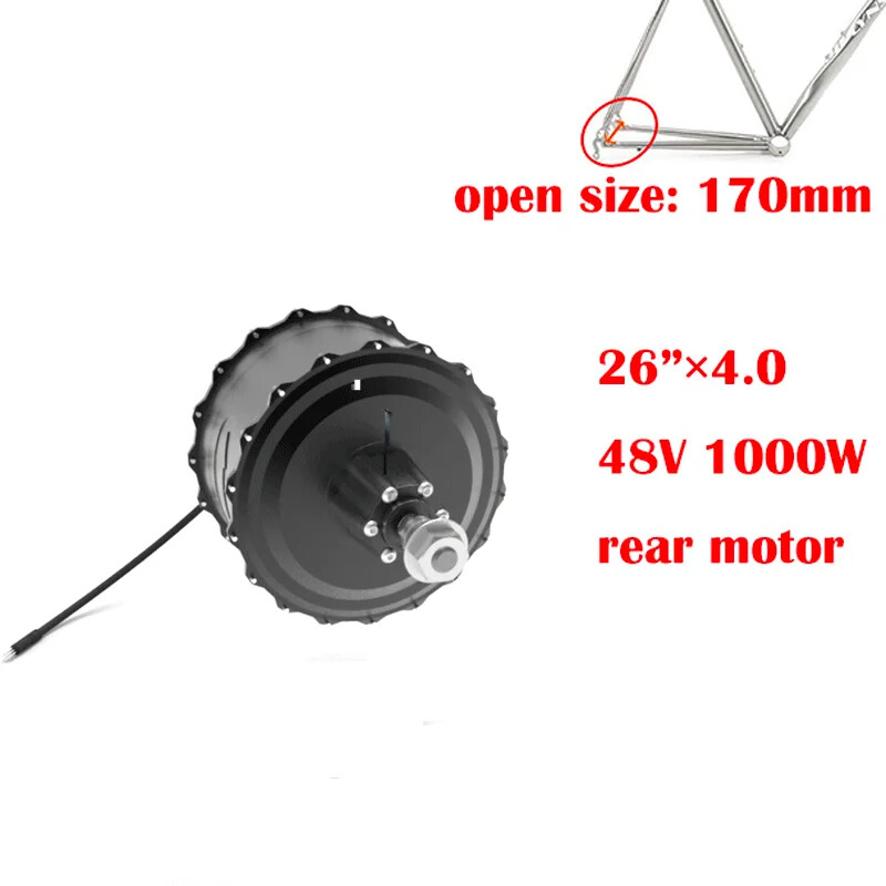 1000W 48V 20 24 26er Snow Ebike Fat Tire Brushless Rear Hub Motor Conversion Kit
