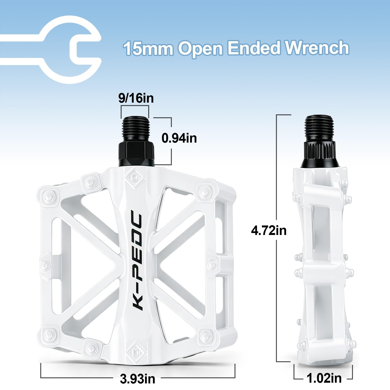 boruizhen Aluminium Bike Pedals 9/16″, Lightweight Mountain Road Bike Pedal
