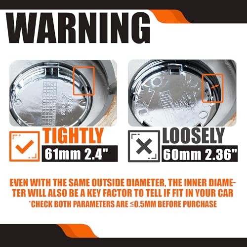 TMS 2.7Inch 68MM Wheel Center Caps for Outer 68.5MM , Inner 65.0MM Matte Black