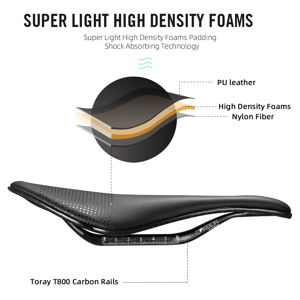 Full Carbon 3D Printed Bicycle Saddle 155/152mm 7x9mm Road MTB Bike EVA Saddle