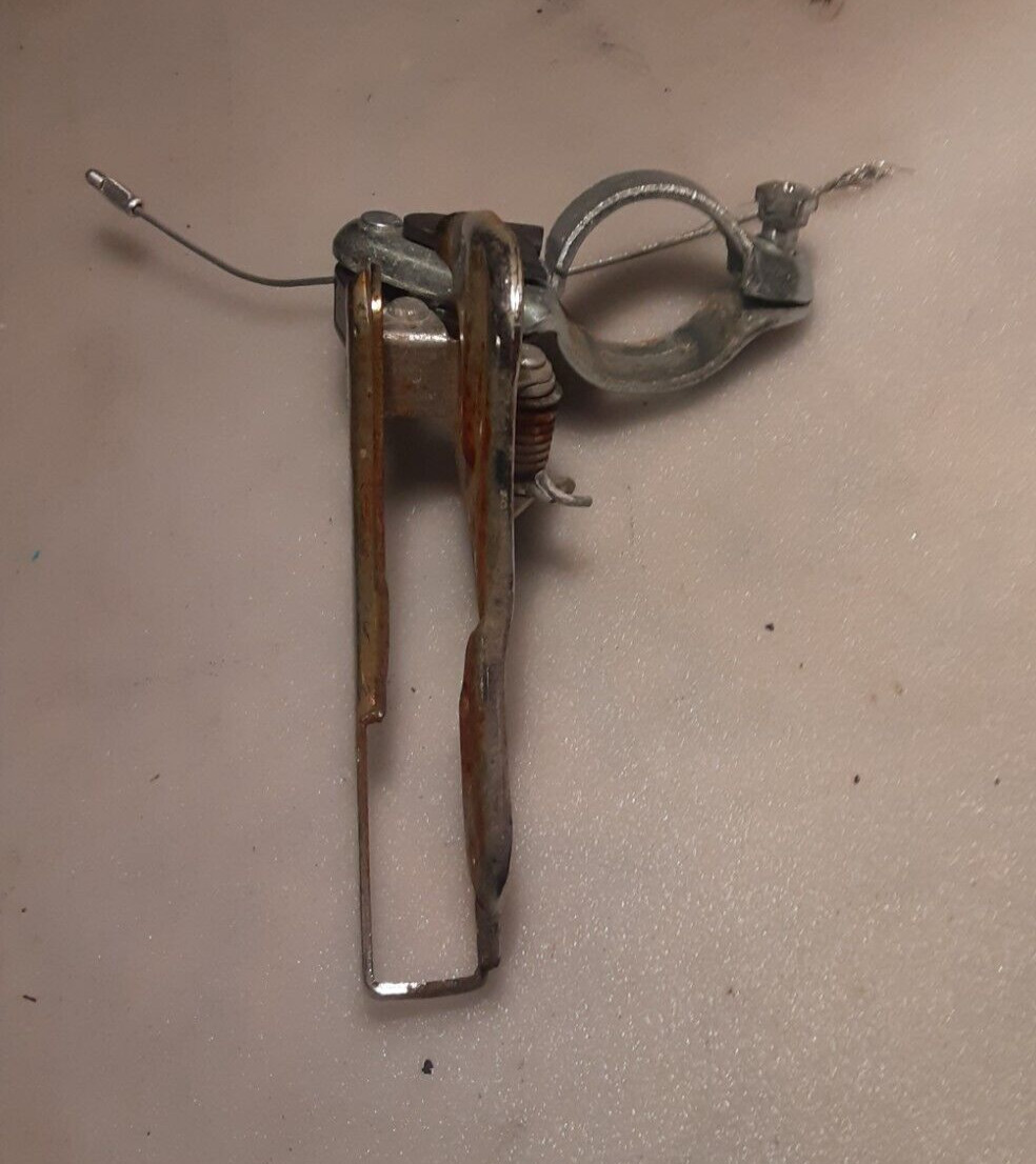 used bike bicycle Front Derailleur, ~1″ ~27 mm clamp, rusty