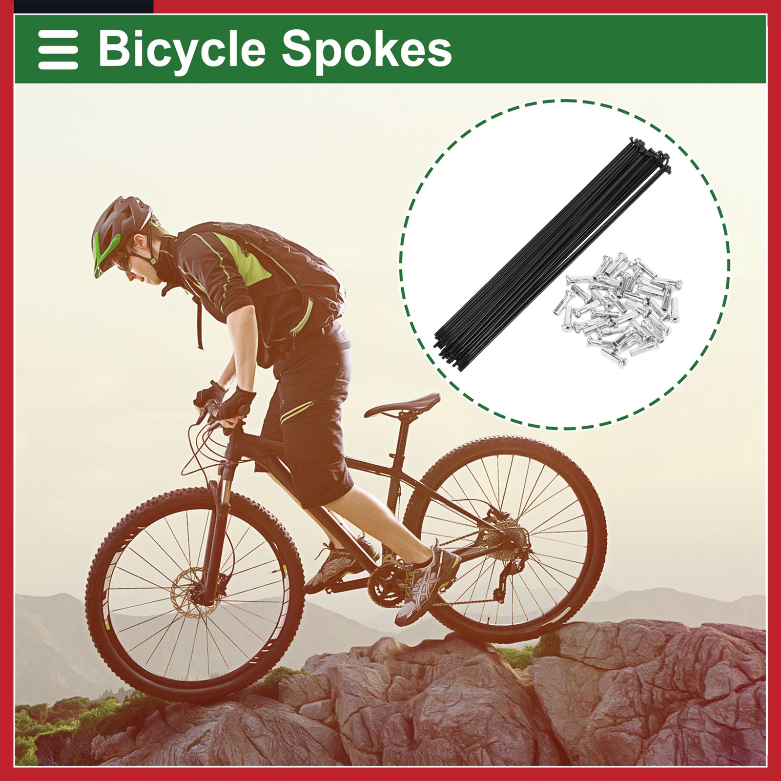 1 Set 14G 257mm Length Bicycle Spokes Nipple Carbon Steel Black Universal New