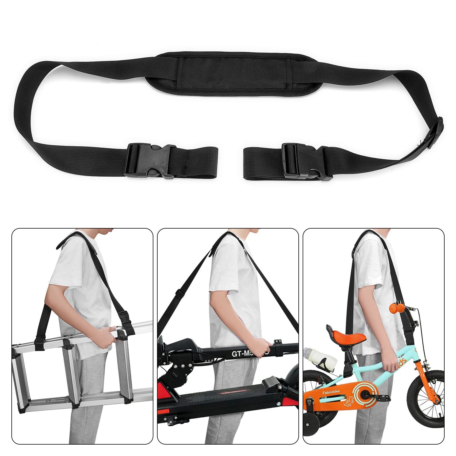 Kick Scooter Straps, Adjustable Carrying Strap Non-Slip Shoulder Pad, Compatible