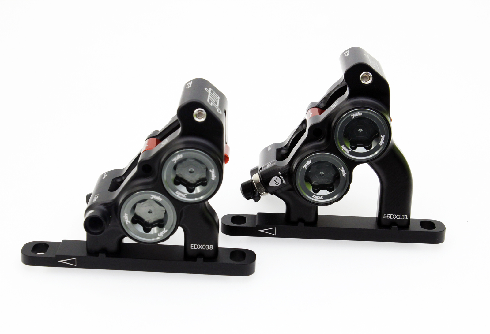Stealth Black Juin Tech ETF 4 Piston Flat Mount Brakes 140/140mm Road Climb