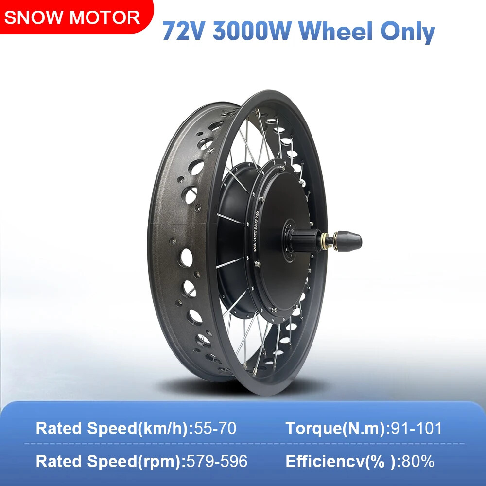 72V 3000W Snow Electric Bicycle 20 24 26inch Fat Tire Brushless Rear Hub Motor