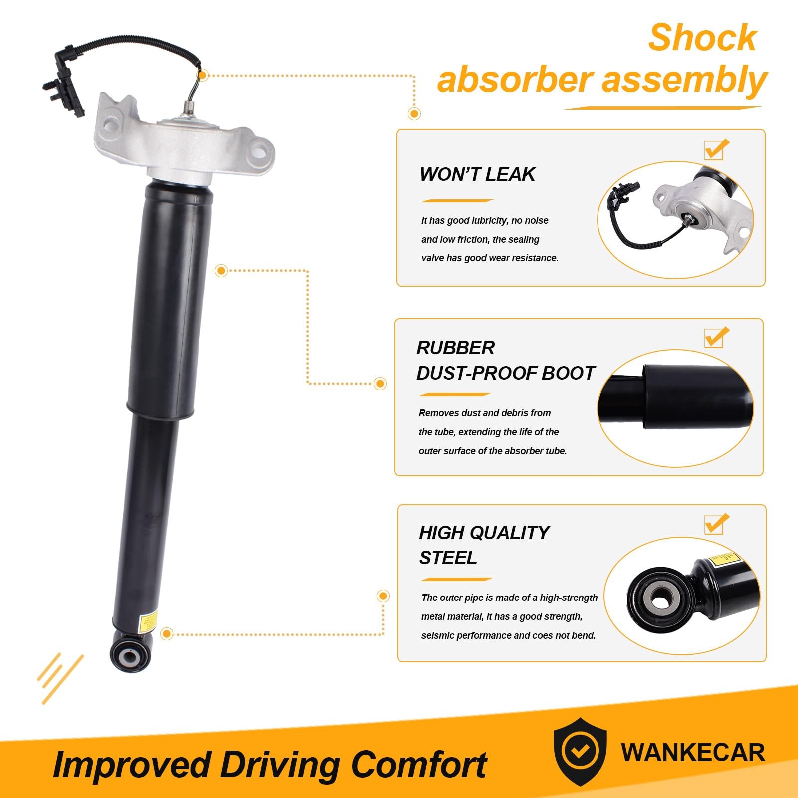 Wankecar Pair Rear Air Suspension Shock Absorber W/Electric Assembly Compatible