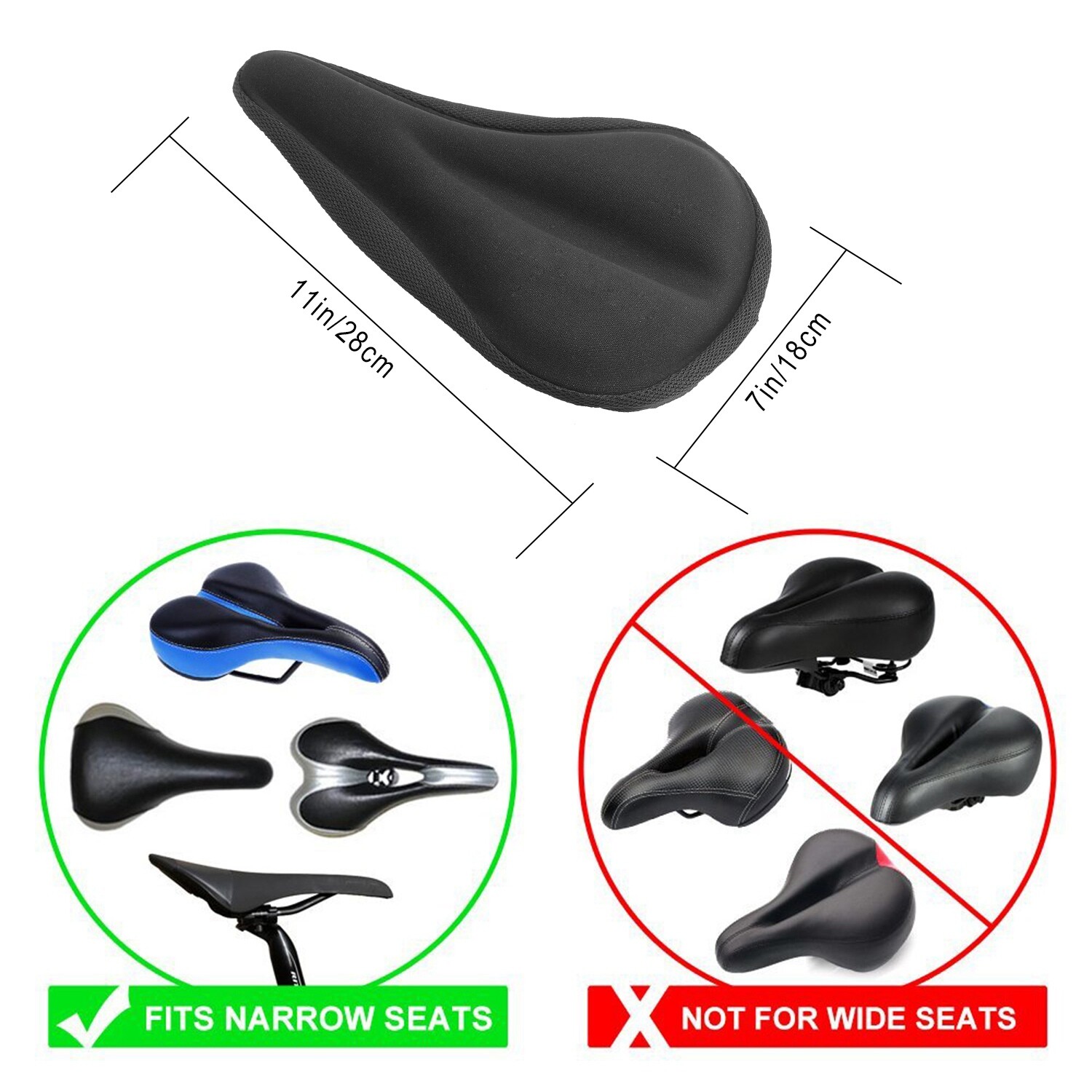 2-Pack Bike Seat Cover Comfort Cushion Cover Soft Padded Mountain Bicycle Saddle