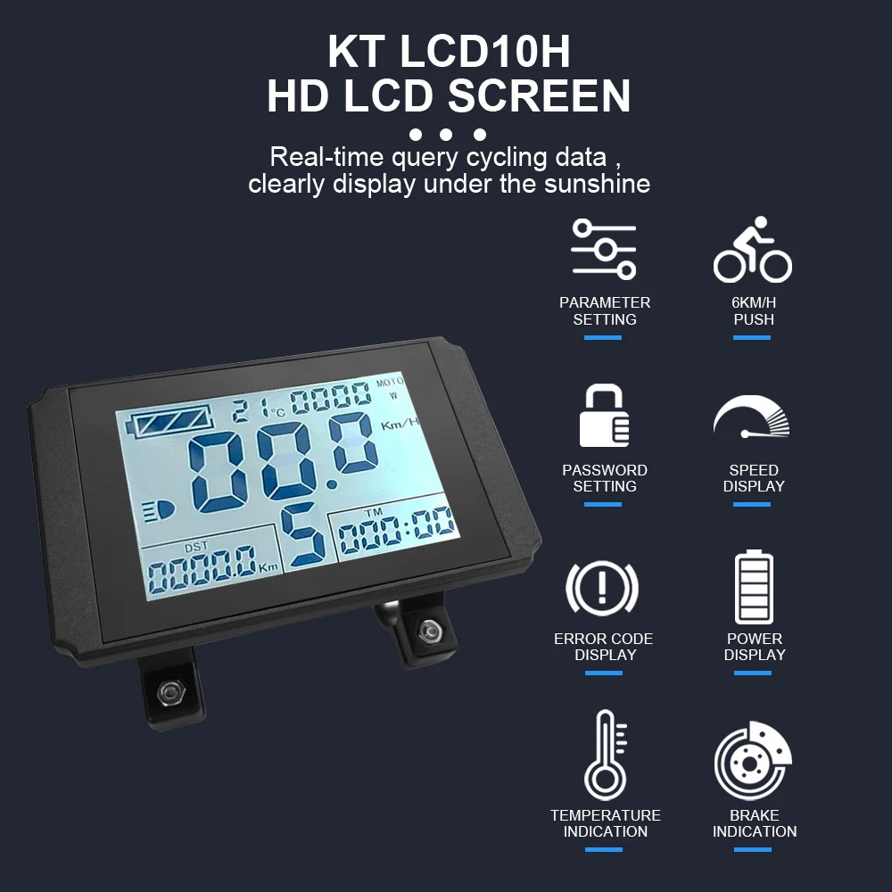 E-bike Display 24V/36V/48V LCD10H Ebike LCD SM/Waterproof Plug Display