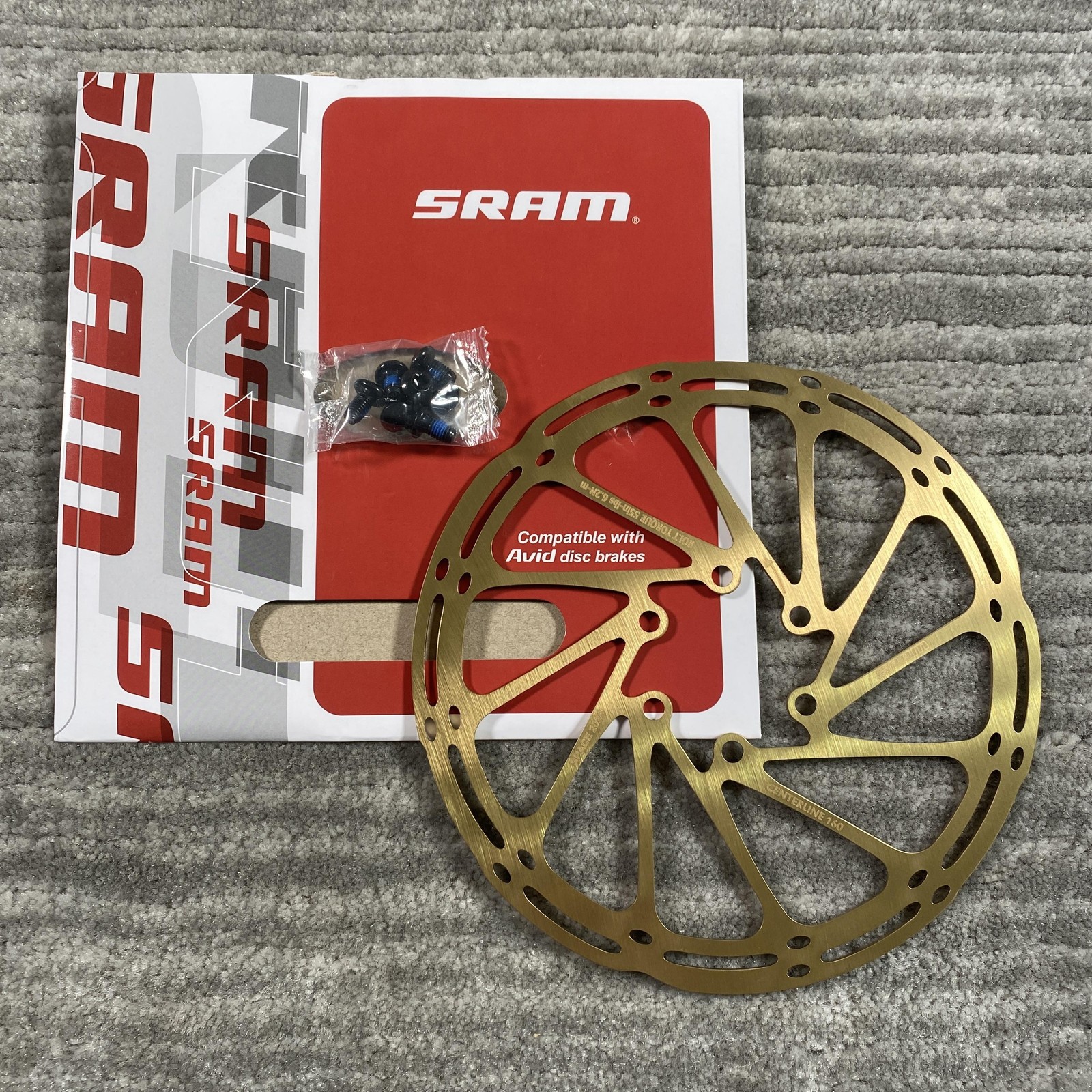 SRAM CenterLine Disc Brake Rotor 160mm 6-Bolt Gold Avid MTB Road Bike Bicycle