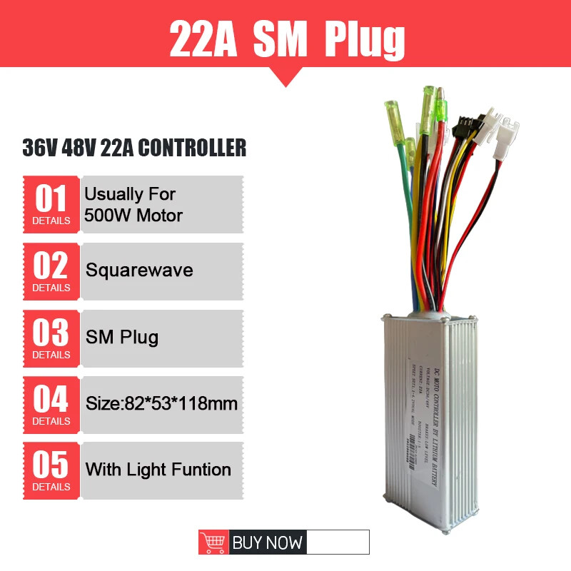 Ebike Controller 36V 48V 250W-1500W Waterproof Plug 15A/17A/22A/25A/30A/35A