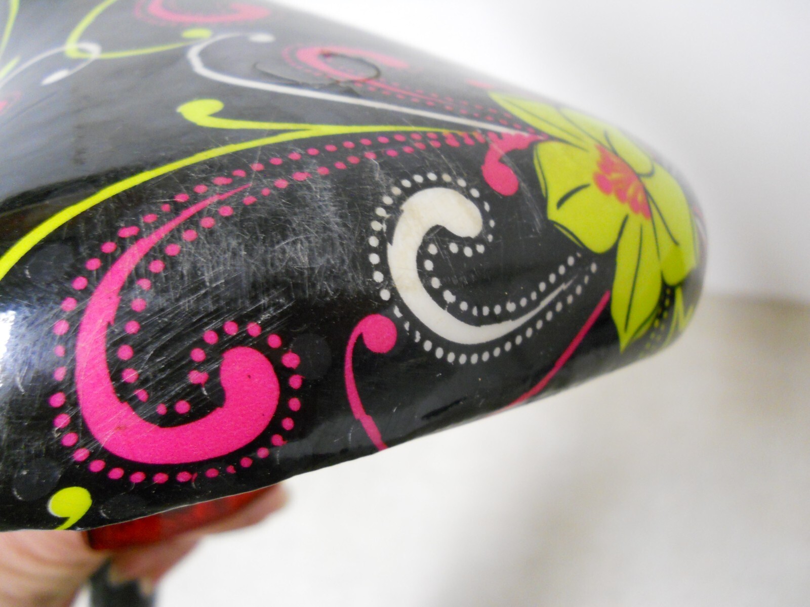 Next Flower Pattern Bicycle Seat Black Yellow White Pink Lilies Bar Reflector
