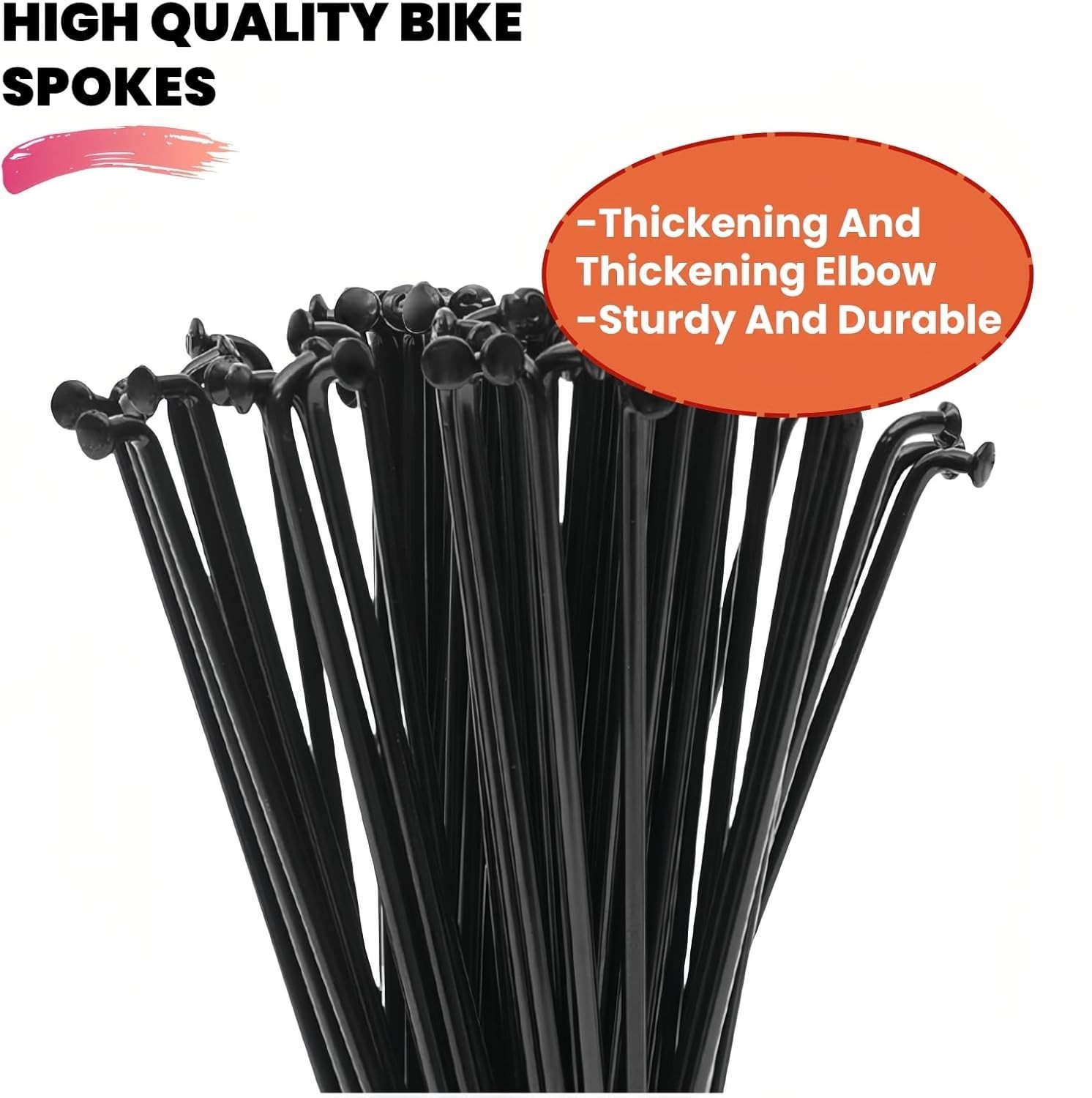 Precision Crafted Bike Spokes 20pcs in Black Steel – 12G, Impact Resistant