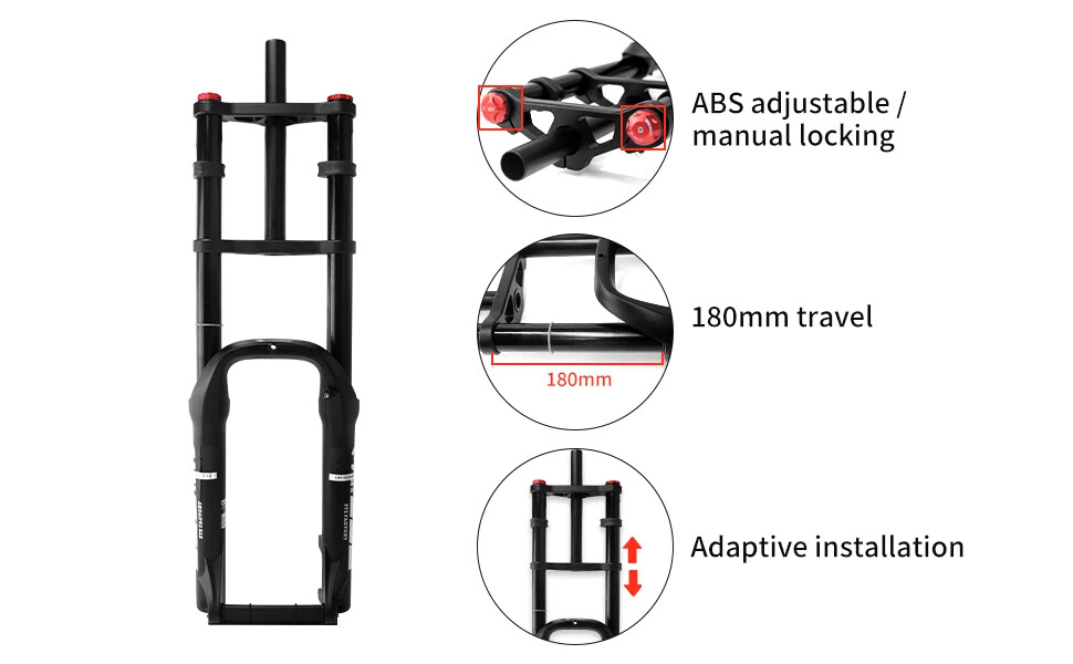 26″/20″*4.0 MTB/AM Bike Air Double Shoulder Rappelling Shock Absorber Fork