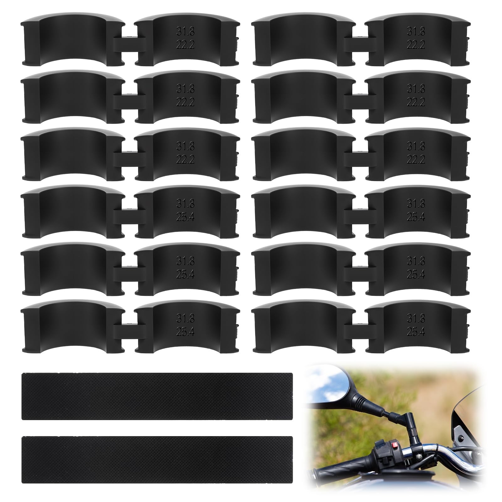 12 Pcs Black Bicycle Handlebar Rubber Gaskets 22.2-31.8mm