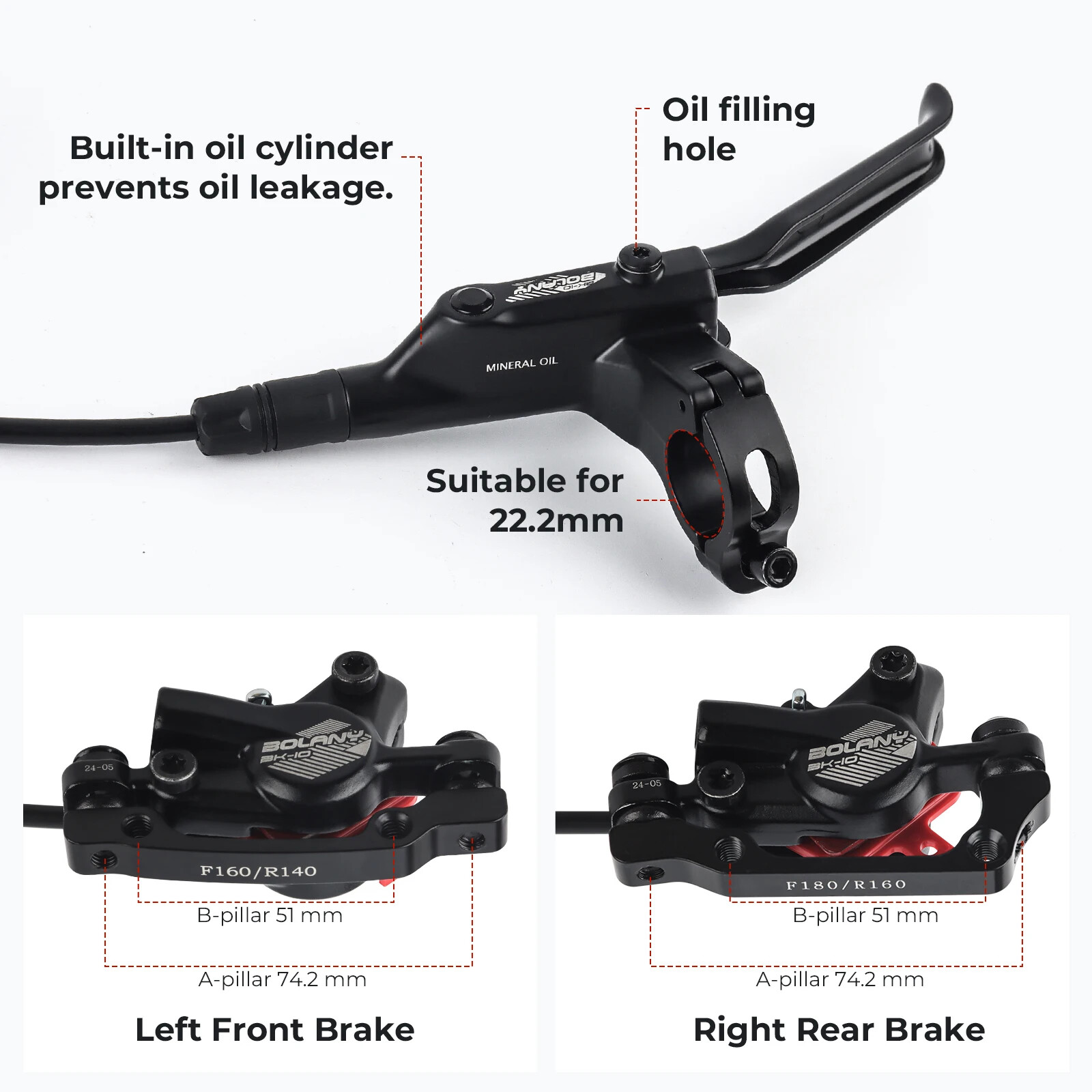 Mountain Bike Hydraulic Brakes Bicycle Oil Pressure Disc Brake 160mm 800/1500mm